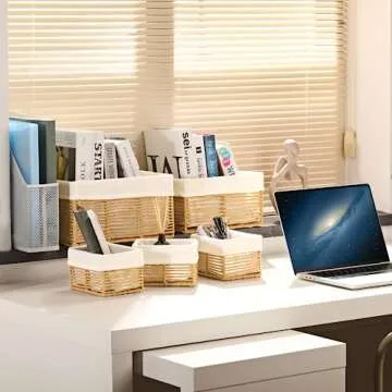 Vagusicc Wicker Storage Basket Set for Home Organization