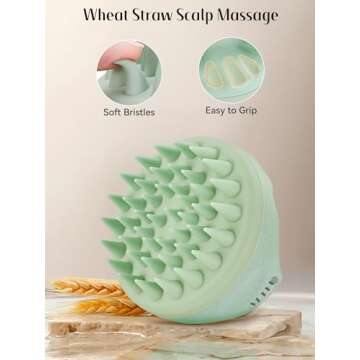 HEETA Scalp Massager Hair Growth with Soft Silicone Bristles to Remove Dandruff and Relieve Itching, Shampoo Brush for Hair Care & Relax Scalp, Scalp Scrubber for Wet Dry Hair (Green & Beige)