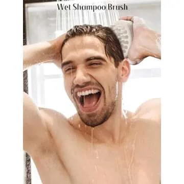 HEETA Scalp Massager Hair Growth with Soft Silicone Bristles to Remove Dandruff and Relieve Itching, Shampoo Brush for Hair Care & Relax Scalp, Scalp Scrubber for Wet Dry Hair (Green & Beige)