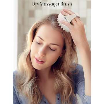 HEETA Scalp Massager Hair Growth with Soft Silicone Bristles to Remove Dandruff and Relieve Itching, Shampoo Brush for Hair Care & Relax Scalp, Scalp Scrubber for Wet Dry Hair (Green & Beige)