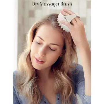 HEETA Scalp Massager Hair Growth with Soft Silicone Bristles to Remove Dandruff and Relieve Itching, Shampoo Brush for Hair Care & Relax Scalp, Scalp Scrubber for Wet Dry Hair (Green & Beige)