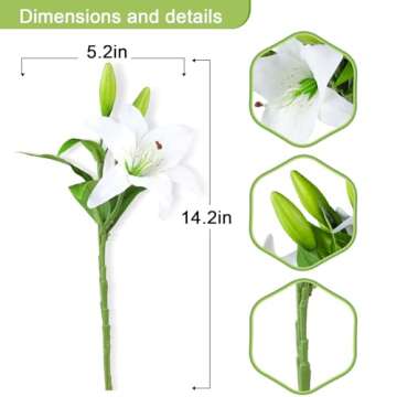 Hananona 9 Pcs Artificial Lily Easter Lily Flowers for Easter, White Flowers Fake Tiger Lily for Spring White Wedding Table Centerpiece Holiday Home Decoration (9, White)