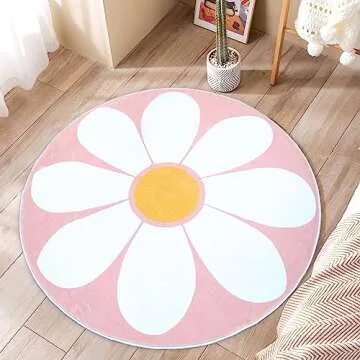 Sunflower Round Rug - Super Soft and Cute for Kids