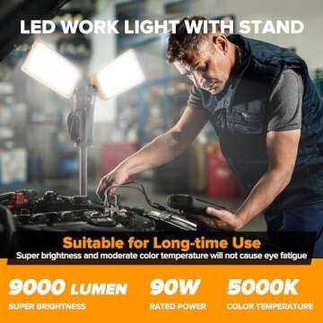 LUTEC 【Upgraded】 6290Pro 9000 Lumen 90 Watt Dual-Head LED Work Light with Telescoping Tripod, Wo...