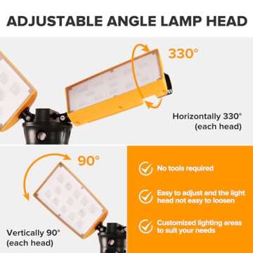LUTEC 【Upgraded】 6290Pro 9000 Lumen 90 Watt Dual-Head LED Work Light with Telescoping Tripod, Work Light with Stand Rotating Waterproof Lamps and 8 Ft 3-Prong Power Cord