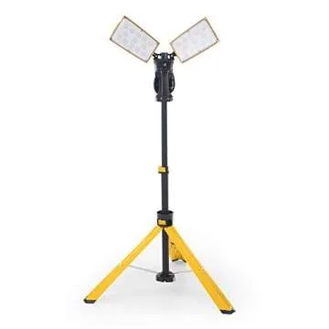 LUTEC 【Upgraded】 6290Pro 9000 Lumen 90 Watt Dual-Head LED Work Light with Telescoping Tripod, Work Light with Stand Rotating Waterproof Lamps and 8 Ft 3-Prong Power Cord
