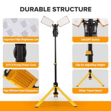 LUTEC 【Upgraded】 6290Pro 9000 Lumen 90 Watt Dual-Head LED Work Light with Telescoping Tripod, Work Light with Stand Rotating Waterproof Lamps and 8 Ft 3-Prong Power Cord