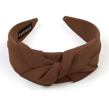 Knotted Headbands for Women - Non-Slip Wide Top Knot Hair Hoops, Fashion Hairbands in Black, Beige, Brown - 3PCS Hair Accessories Set