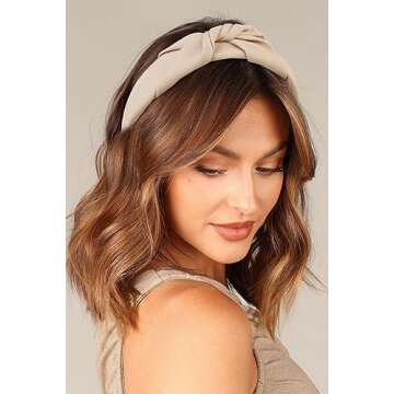 Knotted Headbands for Women - Non-Slip Wide Top Knot Hair Hoops, Fashion Hairbands in Black, Beige, Brown - 3PCS Hair Accessories Set