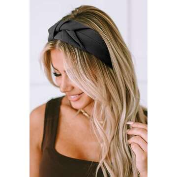 Knotted Headbands for Women - Non-Slip Wide Top Knot Hair Hoops, Fashion Hairbands in Black, Beige, Brown - 3PCS Hair Accessories Set