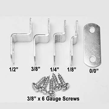 Offset Canvas Clips for Picture Framing Assorted Small Sizes, 10 Each 0/0", 1/8", 1/4" 3/8" 1/2", 10...