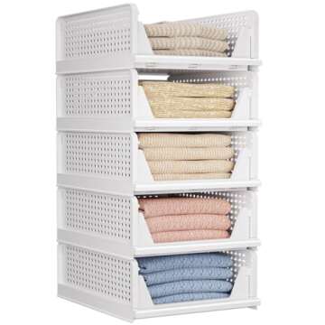 5 Pack Stackable Closet Organizers - Space Saving Solution