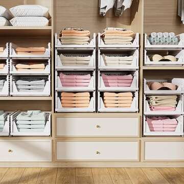 5 Pack Stackable Closet Organizers - Space Saving Solution