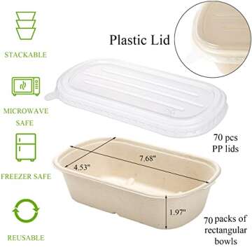 Yesland 70 Pack Compostable 23 Oz Food Containers