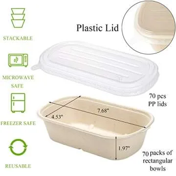 Yesland 70 Pack Compostable 23 Oz Food Containers