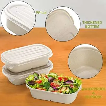 Yesland 70 Pack Compostable 23 Oz Food Containers