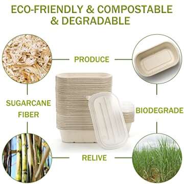 Yesland 70 Pack Compostable 23 Oz Food Containers