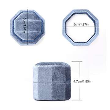 Etercycle Velvet Ring Box, Octagon Gorgeous Vintage Double Jewelry Ring Gift Box with Detachable Lid...