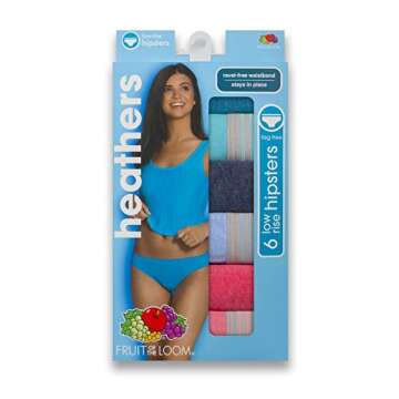 Fruit of the Loom Women's Eversoft Cotton Hipster Underwear, Tag Free & Breathable, Available in Plus Size 6 Count (Pack of 1)