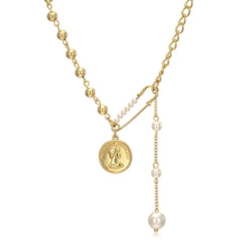 18K Gold Plated Y2K Coin Pendant Necklace for Women