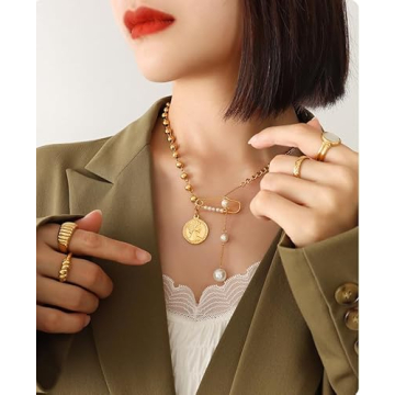 18K Gold Plated Y2K Coin Pendant Necklace for Women