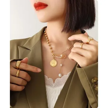 18K Gold Plated Y2K Coin Pendant Necklace for Women