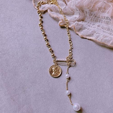 18K Gold Plated Y2K Coin Pendant Necklace for Women