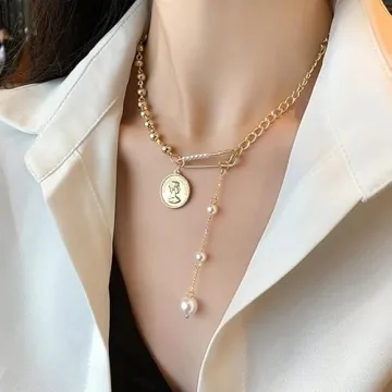 18K Gold Plated Y2K Coin Pendant Necklace for Women