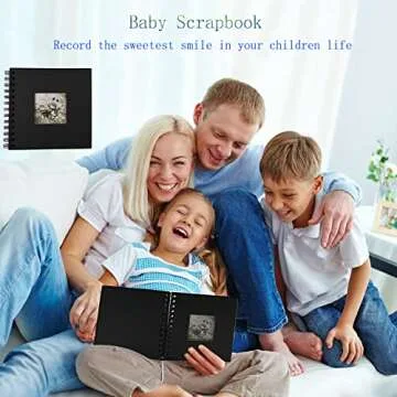 Scrapbook Photo Album Black Paper Pages DIY Scrapbook Album Black Sheet Pages Wedding Anniversary Baby Family Memory Gift 7x7 Inches Black Scrapbook with 2pcs Stickers