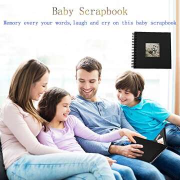 Scrapbook Photo Album Black Paper Pages DIY Scrapbook Album Black Sheet Pages Wedding Anniversary Baby Family Memory Gift 7x7 Inches Black Scrapbook with 2pcs Stickers