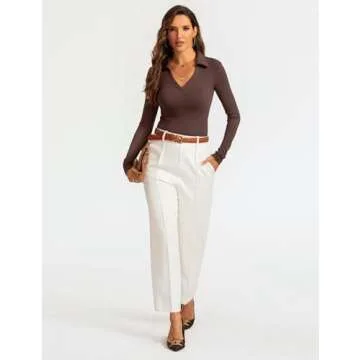 Elegant Long Sleeve V Neck Polo Shirt for Women