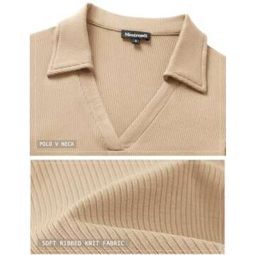 Elegant Long Sleeve V Neck Polo Shirt for Women