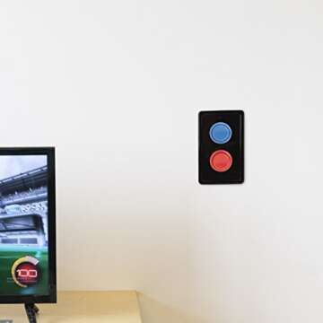 Arcade Light Switch Plate Cover, Single Switch (Black/Red/Blue), 1-Gang Standard Size Rocker Wall Plate, Game Room Decorator, Kid Bedroom Wallplate, Faceplate Replacement