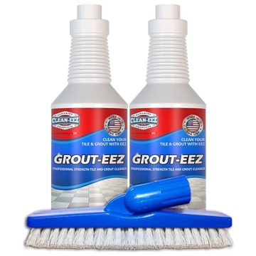 Clean-eez Grout Cleaner 2 Pack with Free Stand-Up Brush - Stain Remover Heavy-Duty Scrubber - Bathro...