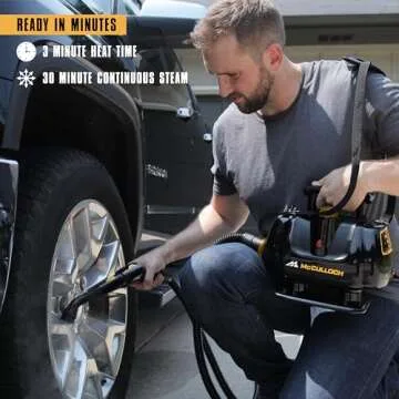 McCulloch MC1270 Portable Power Cleaner with Floor Mop, Variable Steaming, 16-Piece Accessory Set, All-Natural Chemical-Free Cleaning, Black