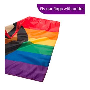 Sapphere QPOC Pride Flag 3x5 Foot - LGBTQ Pride Flag with Power Fist, Inspired by Black Brown Philadelphia/Philly Gay Lesbian Bisexual Transgender Pride Flag, Vivid Colors, Sleeve and Metal Grommet