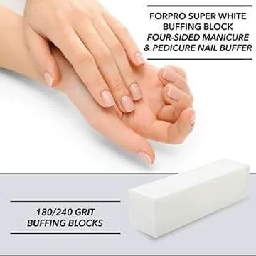ForPro Professional Collection Buffing Block, Super White, 180/240 Grit, Four-Sided Manicure and Pedicure Nail Buffer, 3.75" L x 1" W x 1" H, 20-Count