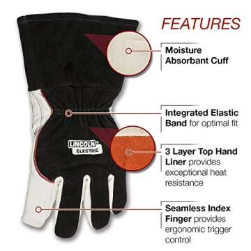 Lincoln Electric DynaMIG HD Professional MIG Welding Gloves | Comfort & Heat Resistance | Large | K3...