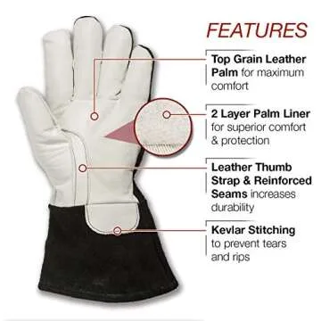 Lincoln Electric DynaMIG HD Professional MIG Welding Gloves | Comfort & Heat Resistance | Large | K3806-L Black