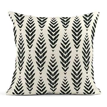 ArtSocket Set of 4 Throw Pillow Covers Ikat Tribal and Boho Bohemian Black Ethnic Herringbone for Ideas Decor Linen Outdoor Pillow Cases Home Decorative Square 18x18 Inches Pillowcases