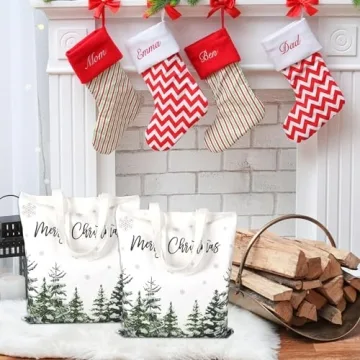 Whaline Reusable Christmas Canvas Tote Bags for Gifts
