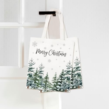 Whaline Reusable Christmas Canvas Tote Bags for Gifts
