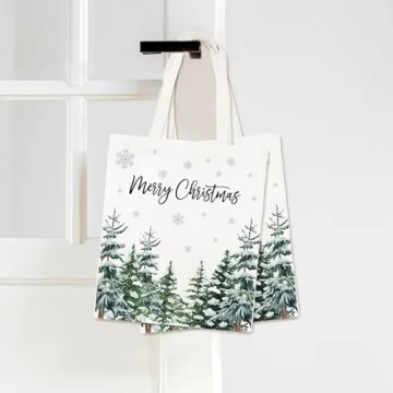 Whaline Reusable Christmas Canvas Tote Bags for Gifts