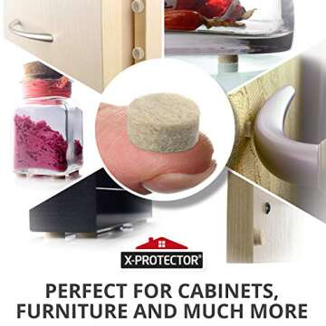 Cabinet Door Bumpers X-Protector 100 PCS – Small Felt Pads 3/8” – Ideal Beige Felt Bumpers –...