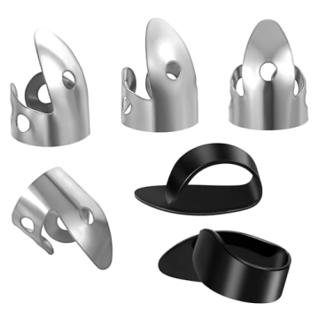 6PCS Finger Picks for Acoustic Guitar,Guitar Finger Picks Metal Finger Picks Adjustable Bass Finger ...