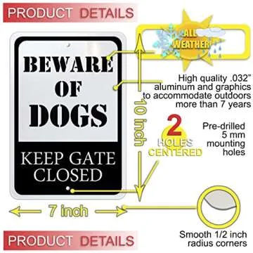 Durable Aluminum Keep Gate Closed Sign, Weatherproof 7x10