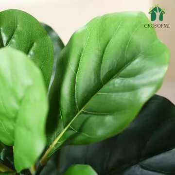 CROSOFMI Artificial Fiddle Leaf Fig Tree 35 Inch Fake Ficus Lyrata Plant with 28 Leaves Faux Plants ...