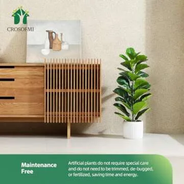CROSOFMI Artificial Fiddle Leaf Fig Tree 35 Inch Fake Ficus Lyrata Plant with 28 Leaves Faux Plants in Pot for Indoor Outdoor House Home Office Garden Modern Decoration Perfect Housewarming Gift
