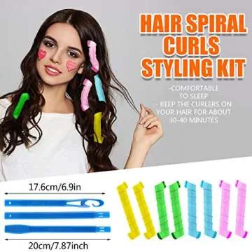 Wave Curlers Kit for Hair Supplies - 42 Spiral Curling Rods, No Heat Hair Styling with 40 Rollers and 2 Hooks (11.8 Inch)