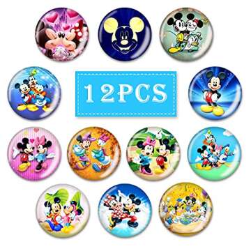 12Pcs Cute Mouse Cartoon Refrigerator Magnet for Kids Funny Magnet Fridge Round Glass Fridge Decoration,Office Whiteboard Magnet,Fun School Supplies,Cabinet Cute Locker Magnet